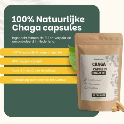 Cupplement 20% korting | Chaga Extract Capsules 400mg< Natuurlijke Supplementen