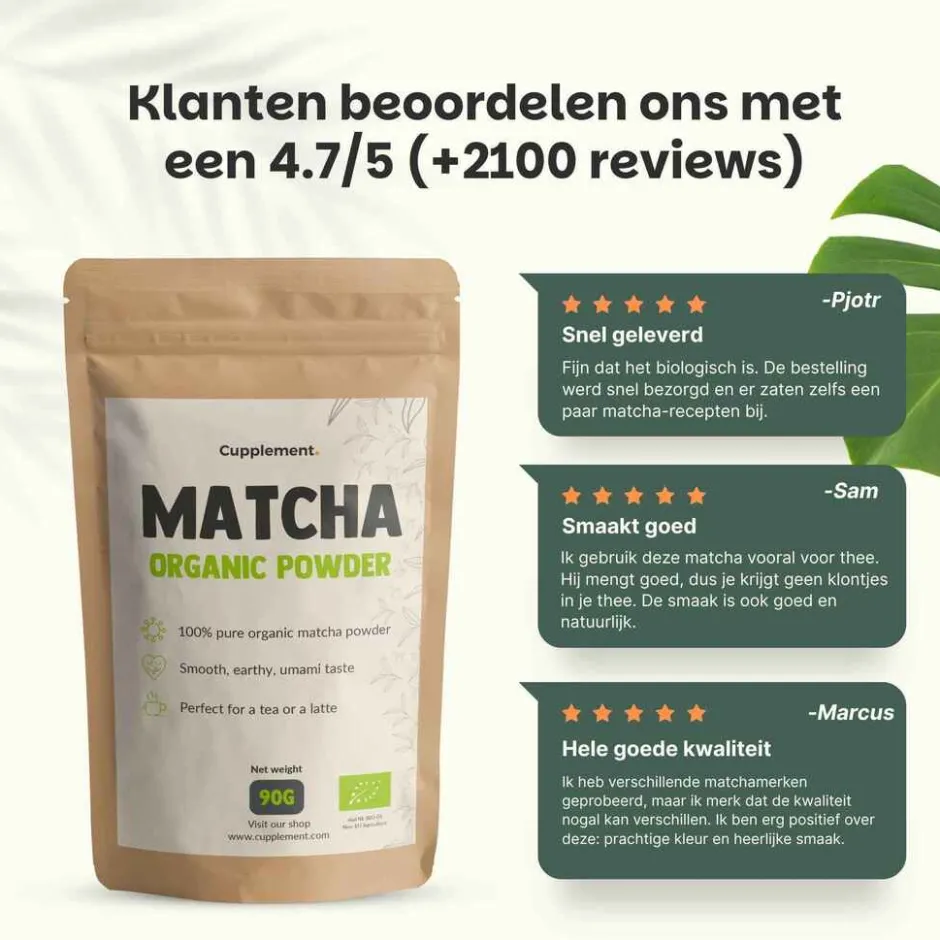 Cupplement 10% korting | Combideal Matcha Thee Poeder Biologisch< Maaltijdverrijkers
