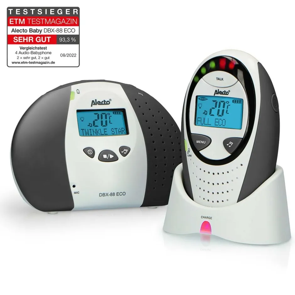 Alecto DBX-88 LIMITED - Full Eco DECT babyfoon met display, wit/antraciet< Baby Elektronica|Babyfoons