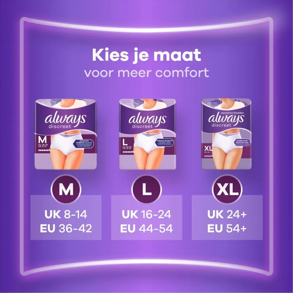 Always Discreet Incontinentiebroekjes< Incontinentie