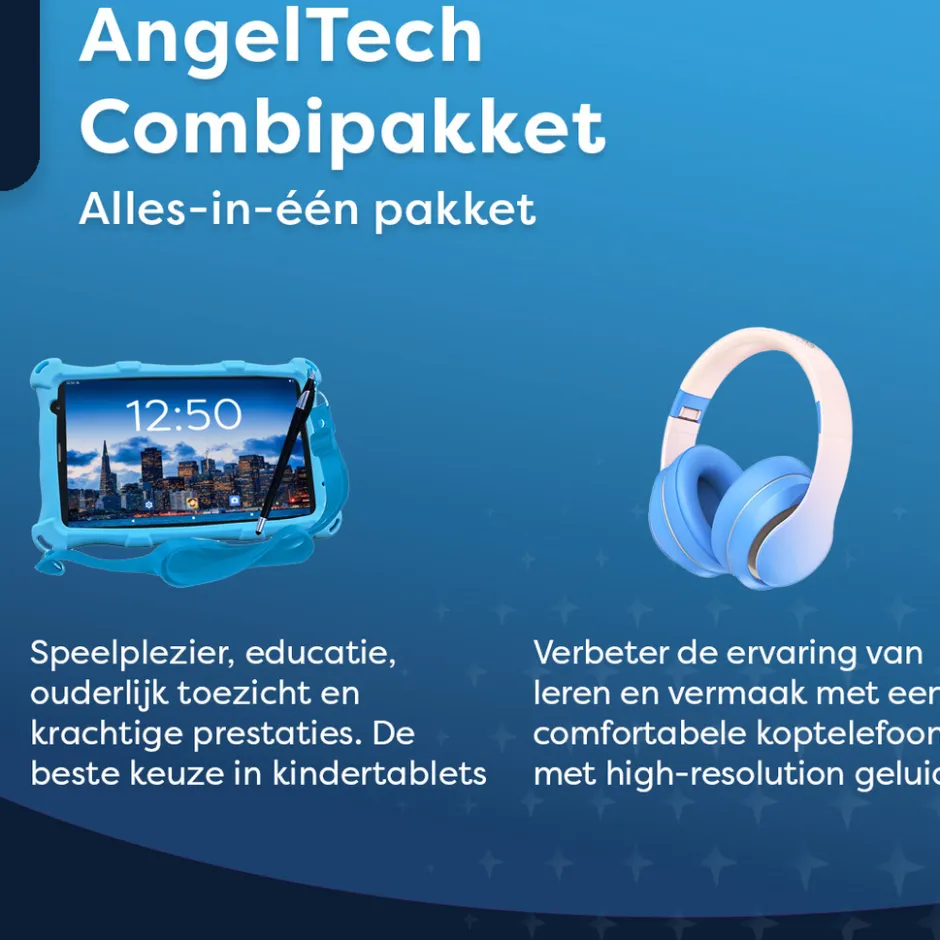 AngelTech Kinderpakket PRO MAX - Kindertablet + Kinderkoptelefoon< Tablets