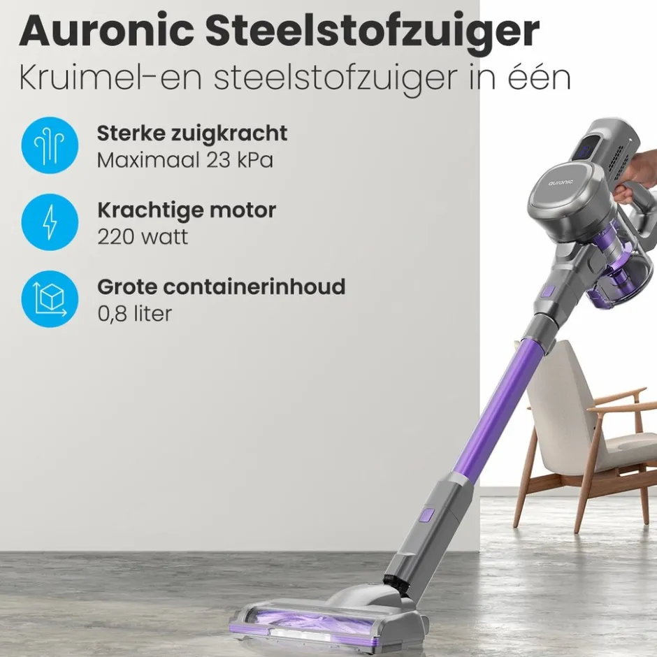 Auronic Draadloze Steelstofzuiger< Stofzuigers