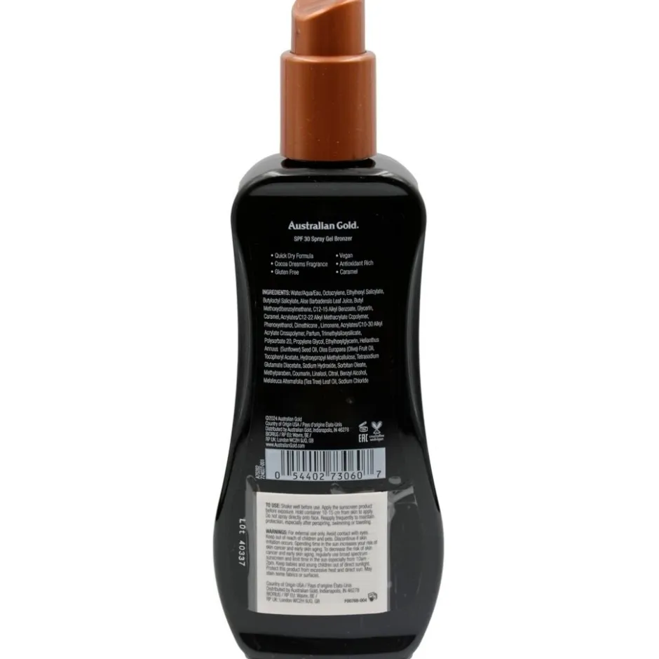 Australian Gold Instant Bronzer SPF30 Zonnebrand Spray Gel< Zonnebrand