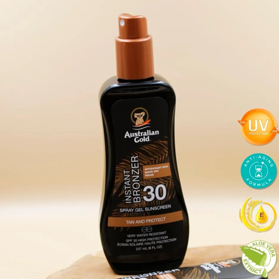 Australian Gold Instant Bronzer SPF30 Zonnebrand Spray Gel< Zonnebrand
