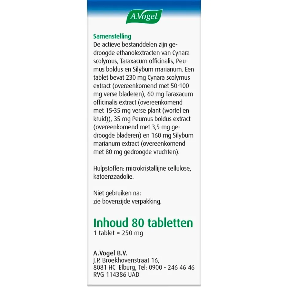 A.Vogel Boldocynara Tabletten< Natuurlijke Zelfzorgmiddelen