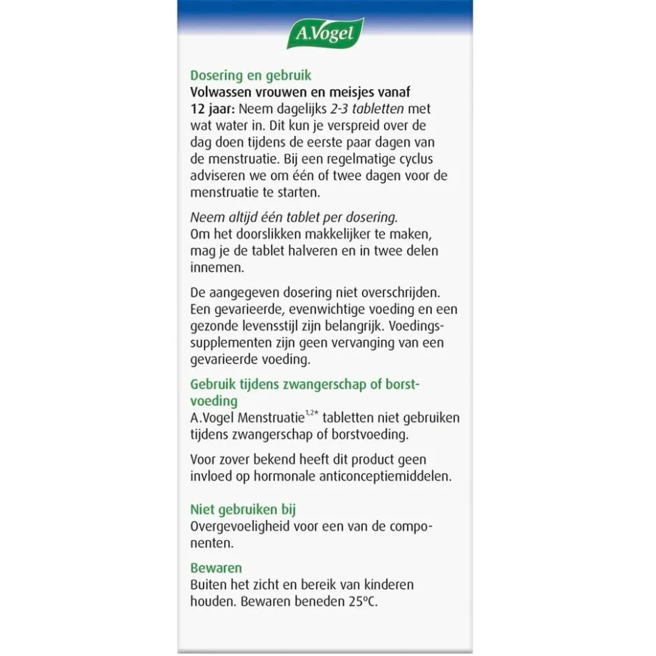 A.Vogel Menstruatie Tabletten< Natuurlijke Supplementen