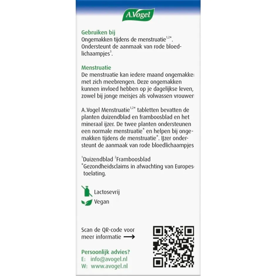 A.Vogel Menstruatie Tabletten< Natuurlijke Supplementen