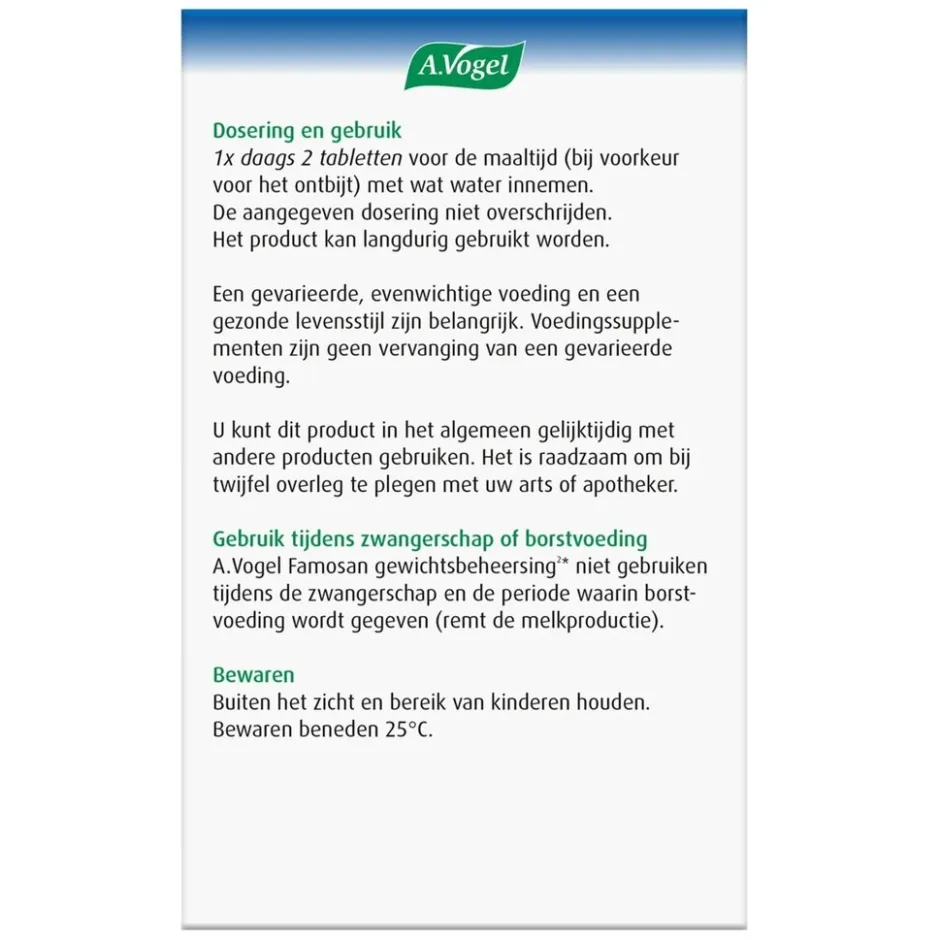 Overgang Famosan Gewichtsbeheersing2* Tabletten|A.Vogel Outlet