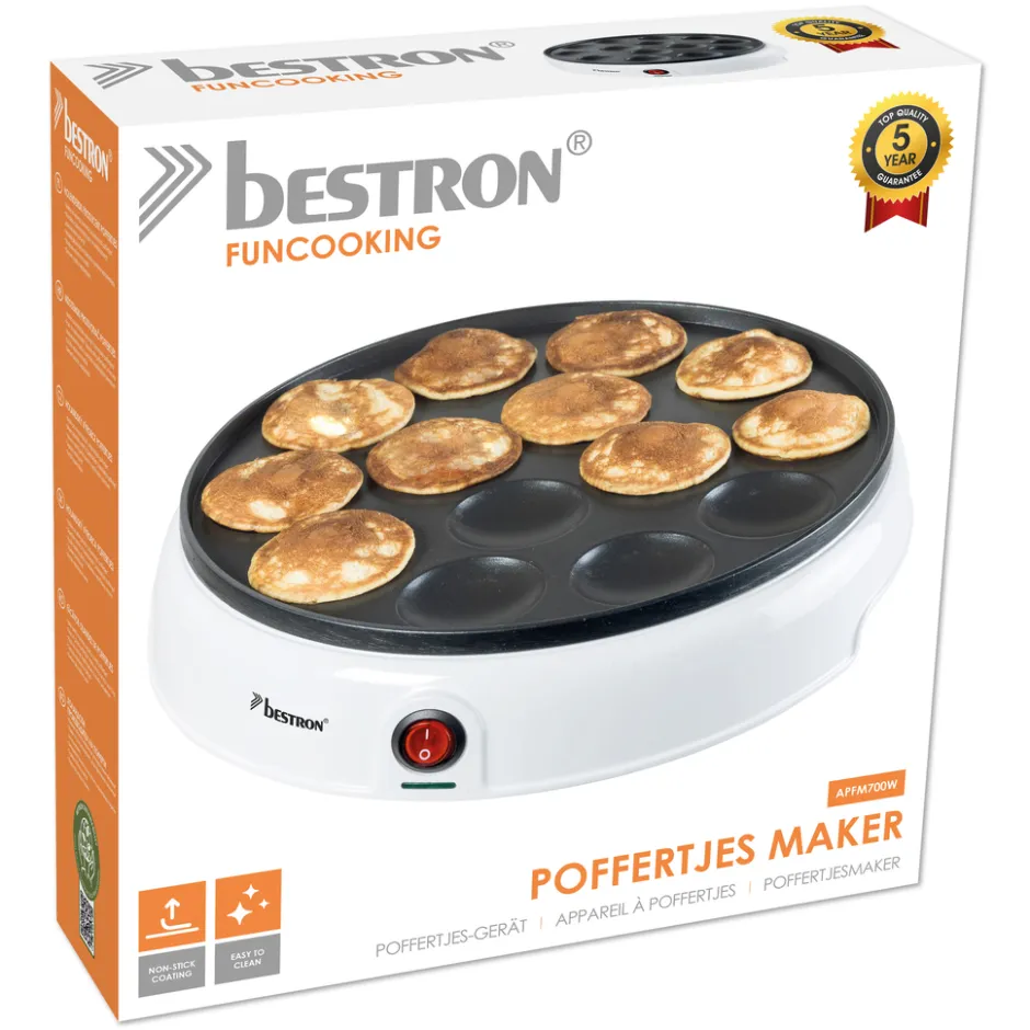 Bestron Poffertjesmaker APFM700W Wit< Snackapparaten