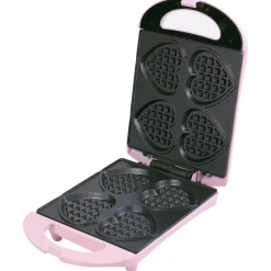 Bestron Wafelijzer Hartvormige Wafels Roze< Snackapparaten