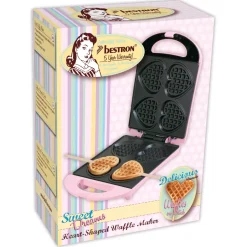 Bestron Wafelijzer Hartvormige Wafels Roze< Snackapparaten