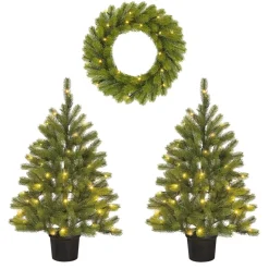 Black Box Trees Kunstkerstboompjes met krans verlicht< Kerstartikelen