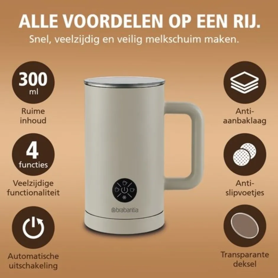 Elektrische Melkopschuimer Beige BBEK1048SB|Brabantia Hot