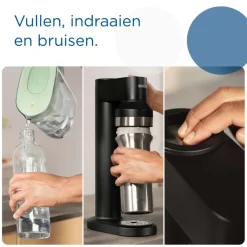 BRITA SodaTRIO RVS Grote Fles Zwart Single Unit< Keuken