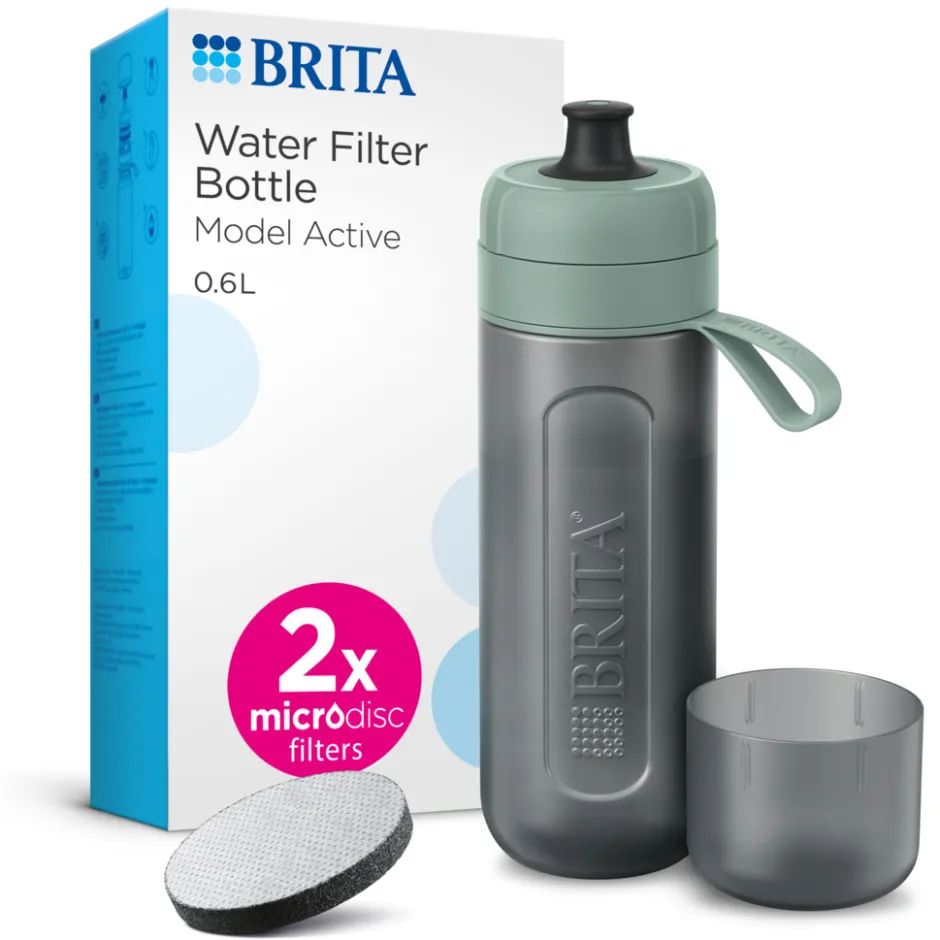 Waterfilterfles Active 0.6L Donkergroen inclusief 2 MicroDisc Single Unit|BRITA