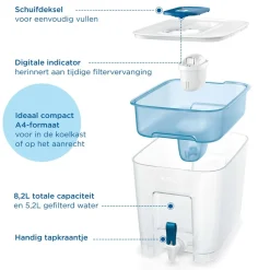 BRITA Waterfilterkan Flow Cool 8.2L Blauw incl. 1 MAXTRA PRO ALL-IN-1 Waterfilterpatroon< Keuken