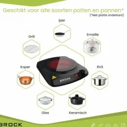 Brock Electronics compacte 1 pits elektrische infrarood kookplaat| Clearance