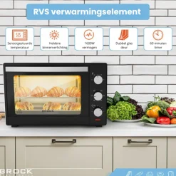 Brock Electronics elektrische mini vrijstaande convectie grill oven< Broodbereiding En Grills|Ovens En Magnetrons