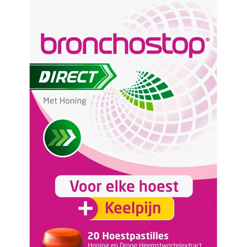 Bronchostop Direct Hoestpastilles met Honing< Luchtwegen