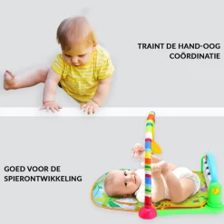 Buxibo 3-in-1 Baby/Peuter Gym Piano Speelmat voor Baby's< Speelkleden En Babygyms