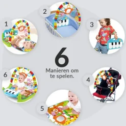 Buxibo 3-in-1 Baby/Peuter Gym Piano Speelmat voor Baby's< Speelkleden En Babygyms