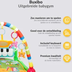 Buxibo 3-in-1 Baby/Peuter Gym Piano Speelmat voor Baby's< Speelkleden En Babygyms