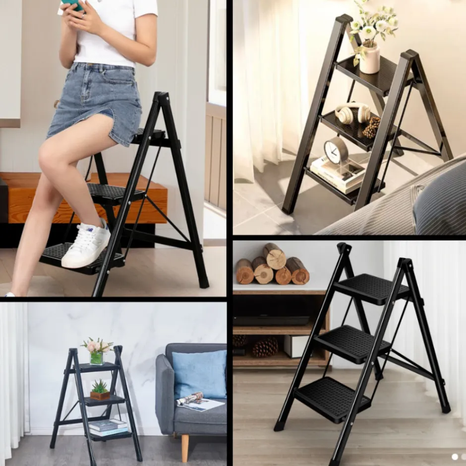 Keukentrapje Vouwladder 3 Staps Keukenopstapje Opvouwbare ladderkruk|Buxibo Clearance