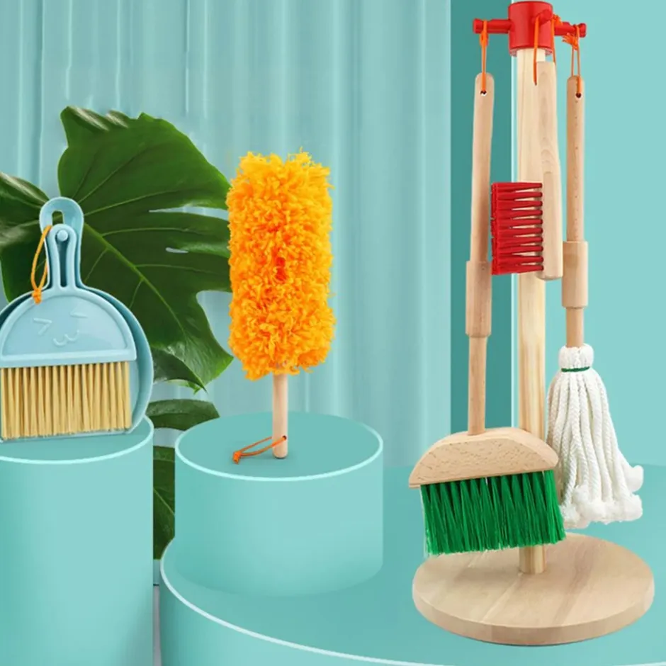Buxibo Kinder Schoonmaak Set Houten Huishoudelijke Gereedschap Montessori< Verrassend Speelgoedvoordeel|Houten Speelsets