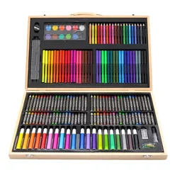 Buxibo Luxe 180 Delige Tekenset Tekendoos met Kleurpotloden Waskrijt Acrylverf< Knutselen