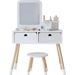 Montessori Kaptafelset Hout met Kruk en Spiegel Kinder Make-up Tafel|Buxibo Discount