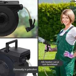 Buxibo Wandslangenbox Tuinslang met haspel 9 Sproei standen Slangenhouder 180° Draaibaar< Buiten En Vrije Tijd