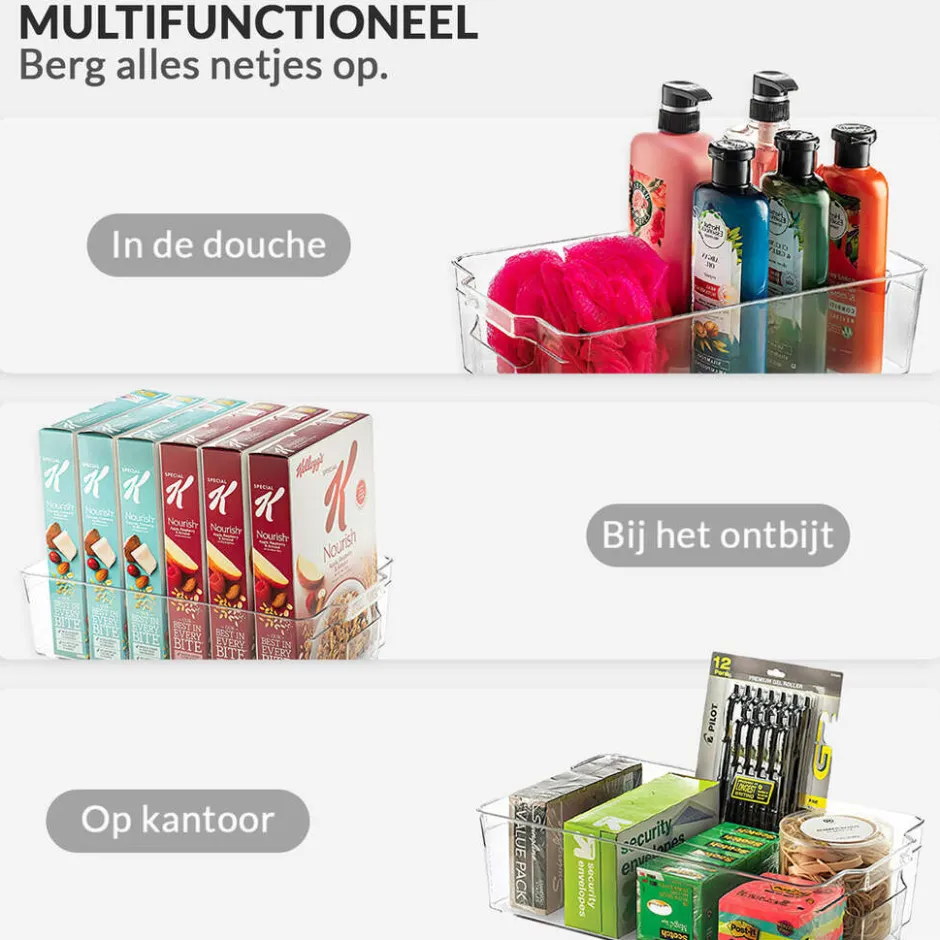 Buxibo 4x Koelkast Organizers Set Multifunctionele Koelkast/Badkamer/Kast/Kantoor Bakjes< Koelkasten En Vriezers