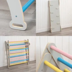 Buxibo XXL Klimrek Opvouwbare Driehoek Klimboog Helling met Glijbaan Montessori< Speeltoestellen|Houten Klimrekken