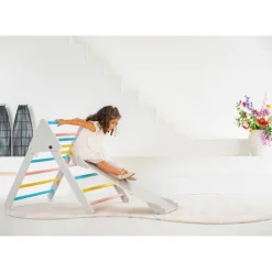 Buxibo XXL Klimrek Opvouwbare Driehoek Klimboog Helling met Glijbaan Montessori< Speeltoestellen|Houten Klimrekken