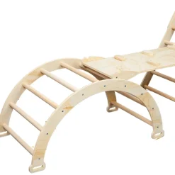 Buxibo XXL Opvouwbare Driehoek + Klimboog Montessori Houten Speelgym met Glijbaan< Houten Klimrekken