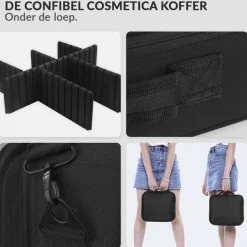 Confibel Cosmetica Koffer Make-up Koffer met verstelbare vakken< Make-Up Koffers