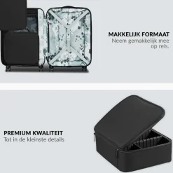 Confibel Cosmetica Koffer Make-up Koffer met verstelbare vakken< Make-Up Koffers