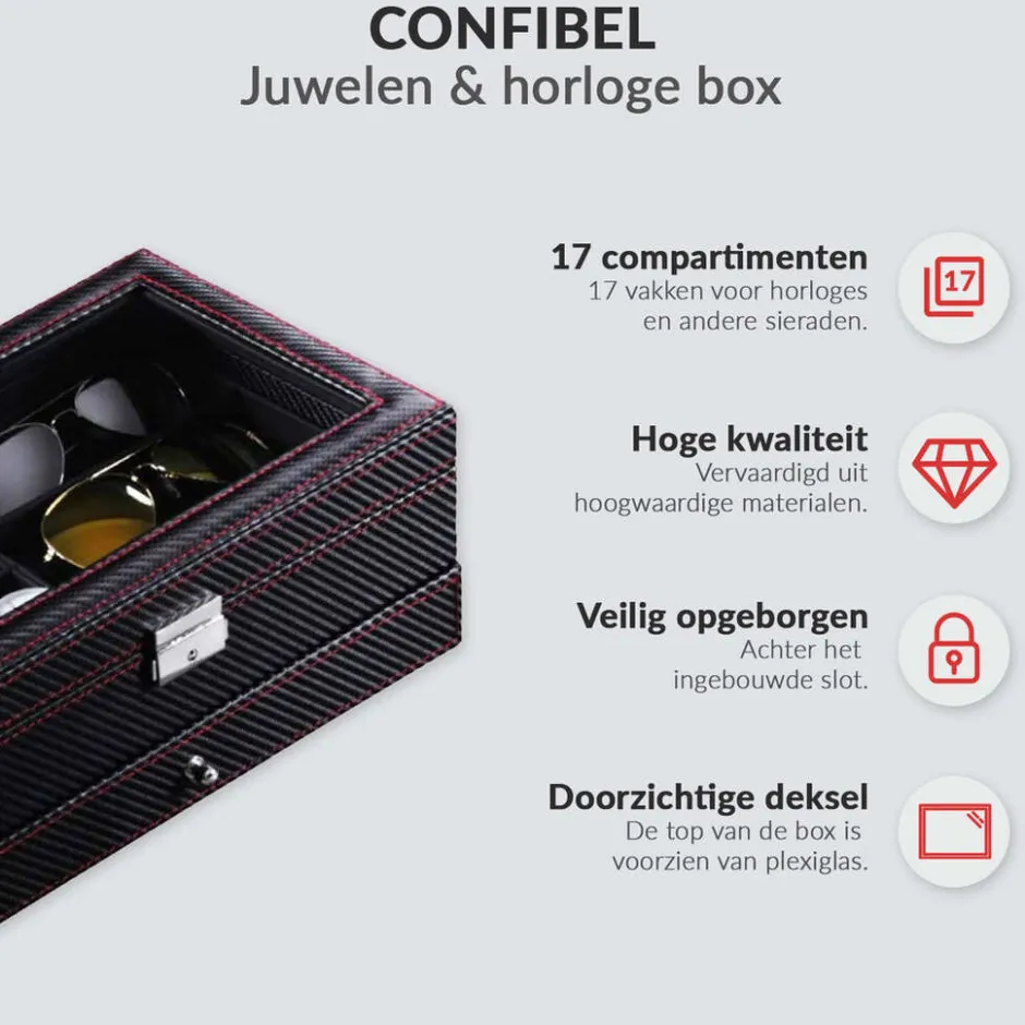 Confibel Luxe Horloge Box Sieraden/Brillen Doos< Sieraden En Bijoux