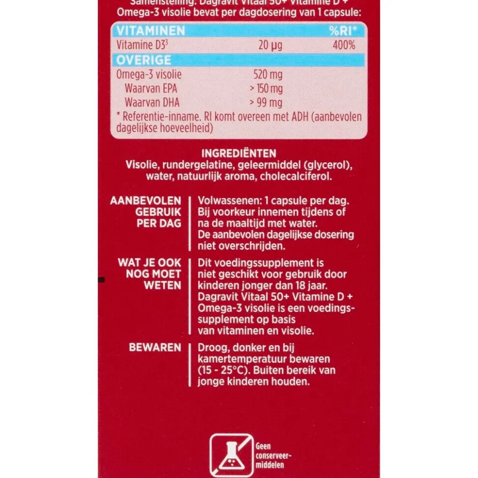 Vitaal 50+ Vit D + Omega-3 Visolie Capsules|Dagravit Outlet
