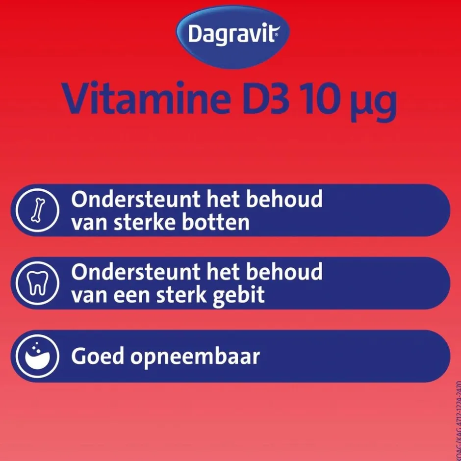 Dagravit Vitamine D3 10ug Parels< Botten En Spieren|Vitamines