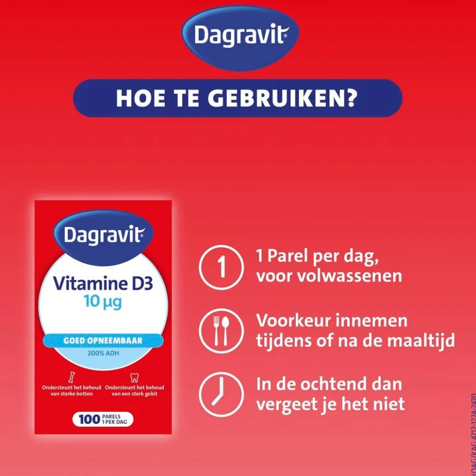 Dagravit Vitamine D3 10ug Parels< Botten En Spieren|Vitamines