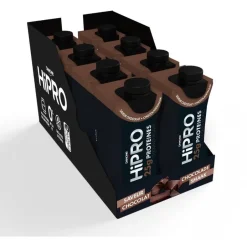 DANONE HiPRO Chocolade Proteïneshake Voordeelverpakking 8 x 330ml< Sportdrank