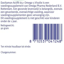 Actifit 65+ Omega-3 Visolie Multivitamine & Mineralen Capsules|Davitamon Online
