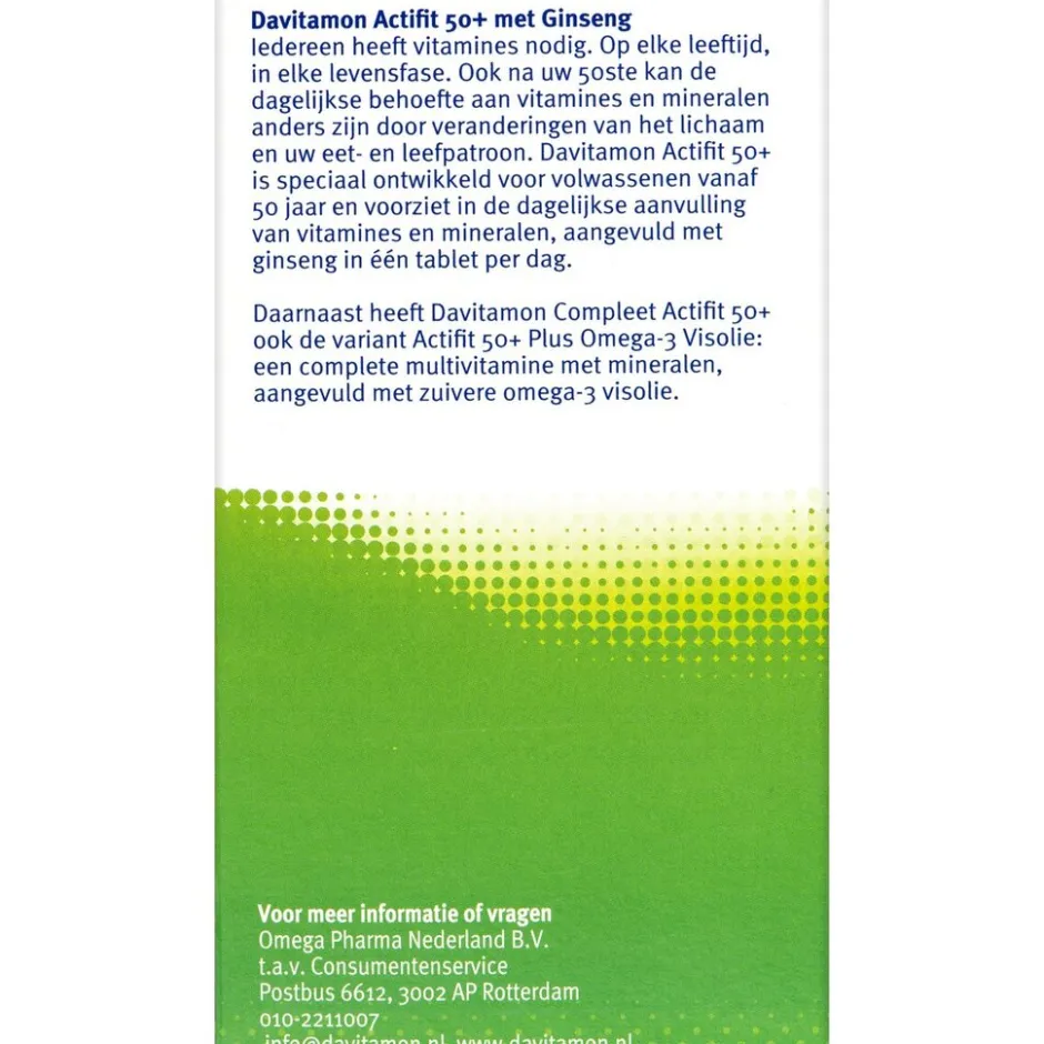Davitamon Actifit 50+ Tabletten< Weerstand En Energie|Vitamines