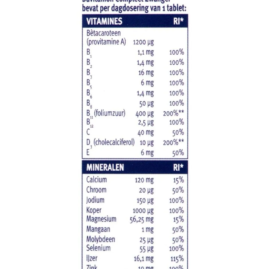 Davitamon Compleet Zwanger Tabletten< Zwangerschapssupplementen