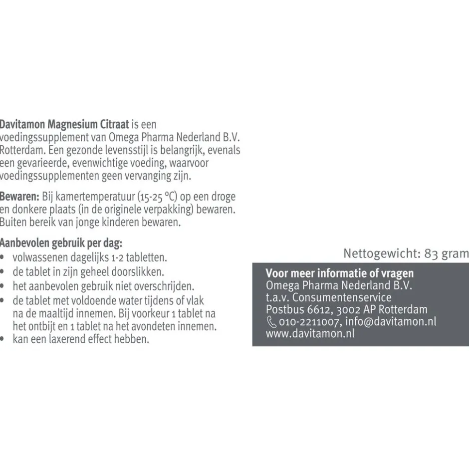 Magnesiumcitraat + Magnesiumoxide Tabletten|Davitamon Best