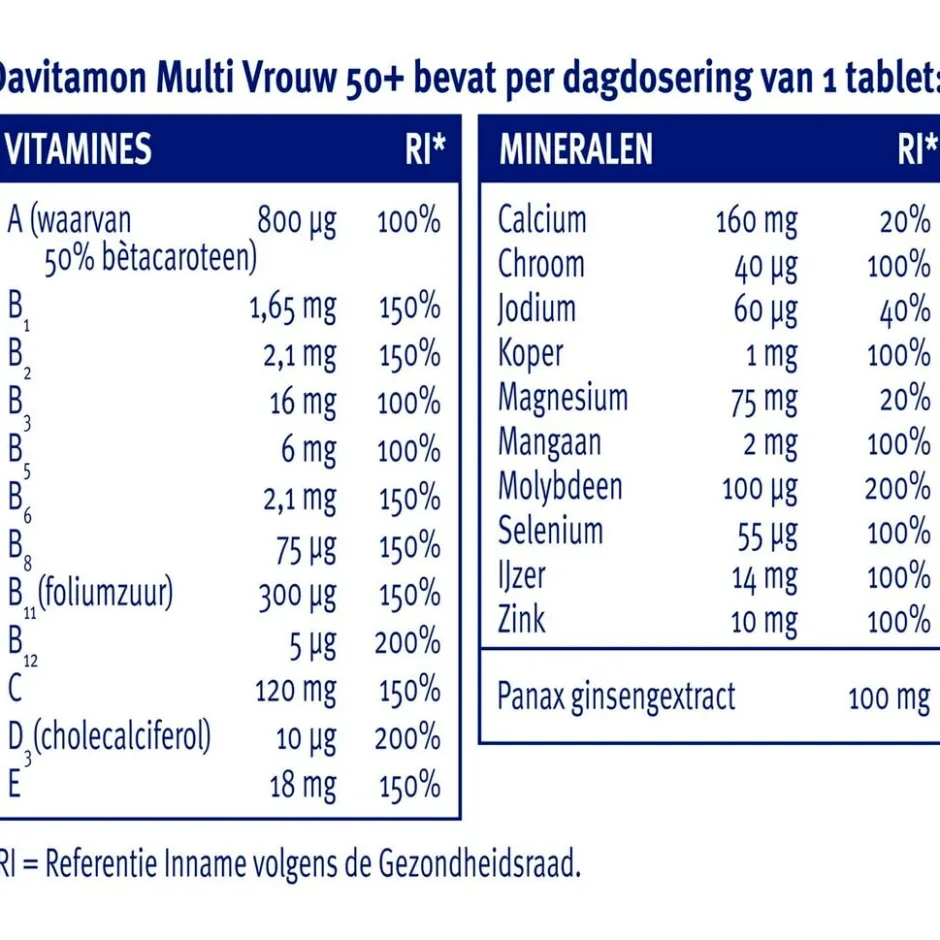 Davitamon Multi Vrouw 50+ Tabletten< Weerstand En Energie|Vitamines