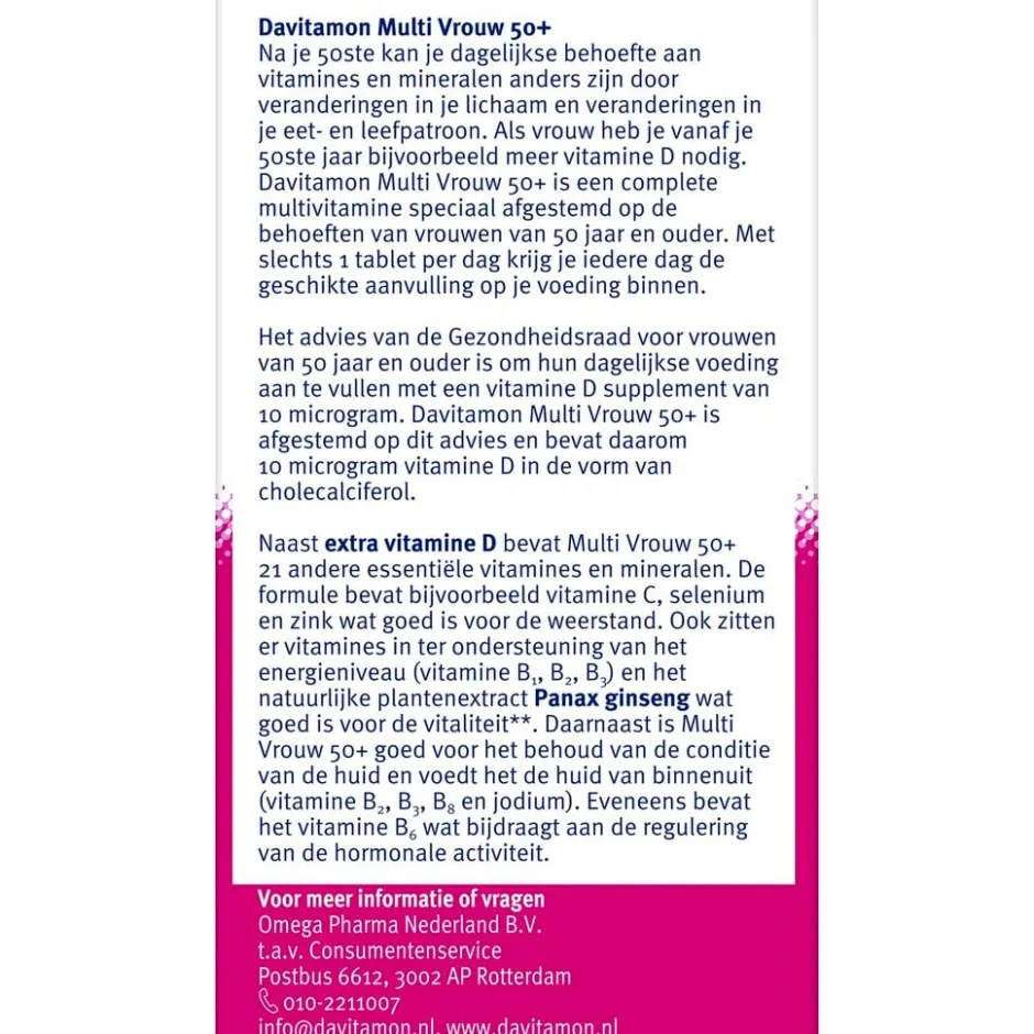 Davitamon Multi Vrouw 50+ Tabletten< Weerstand En Energie|Vitamines