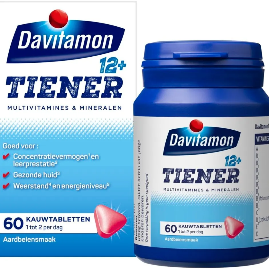Tiener 12+ Multivitamines & Mineralen Aardbei Kauwtabletten|Davitamon Sale