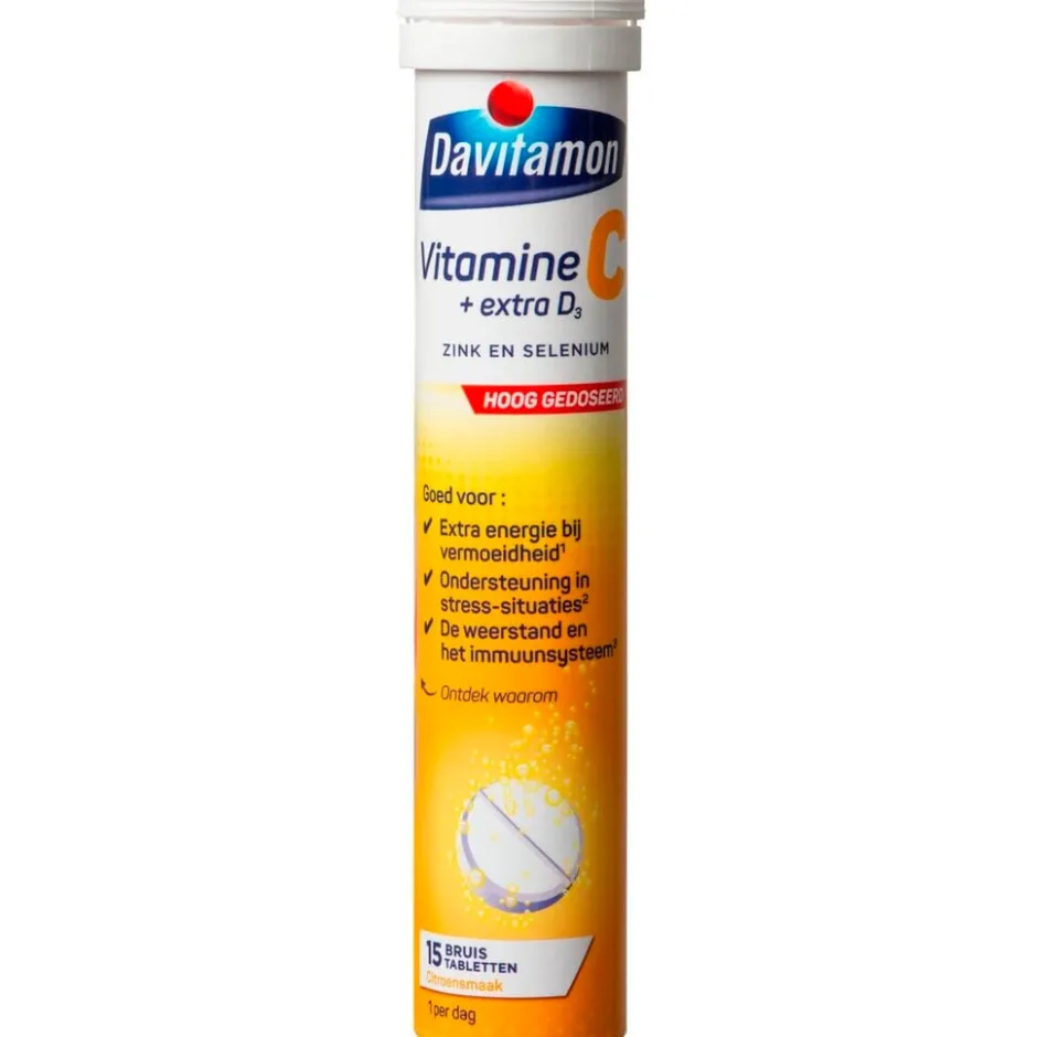 Vitamine C + Extra D3 Bruistabletten|Davitamon New